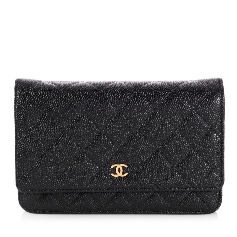 Chanel Black Caviar Wallet on Chain wBox and Card